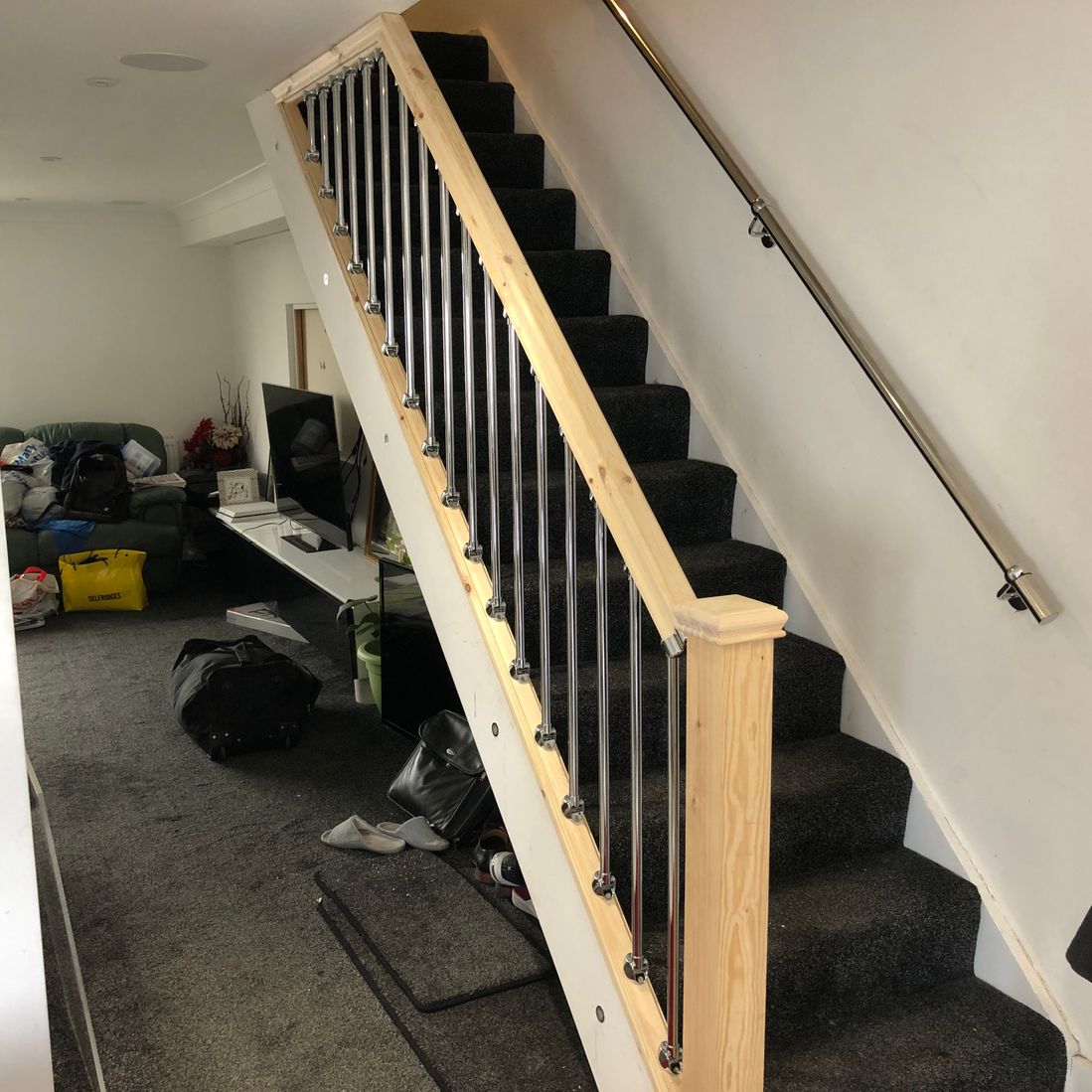 Handrail and chrome spindles 
